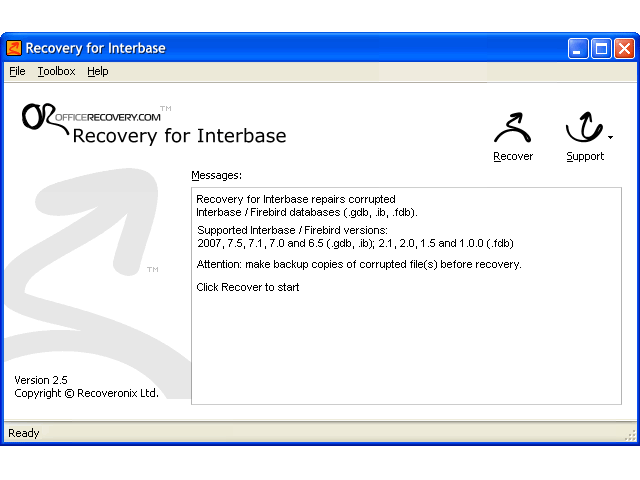 Recovery for Interbase Screenshot